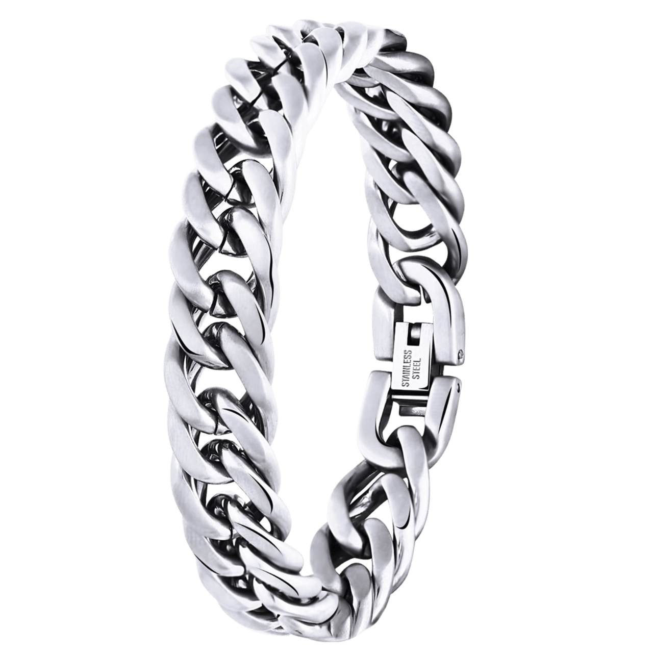 Stalen herenarmband gourmetschakel mat