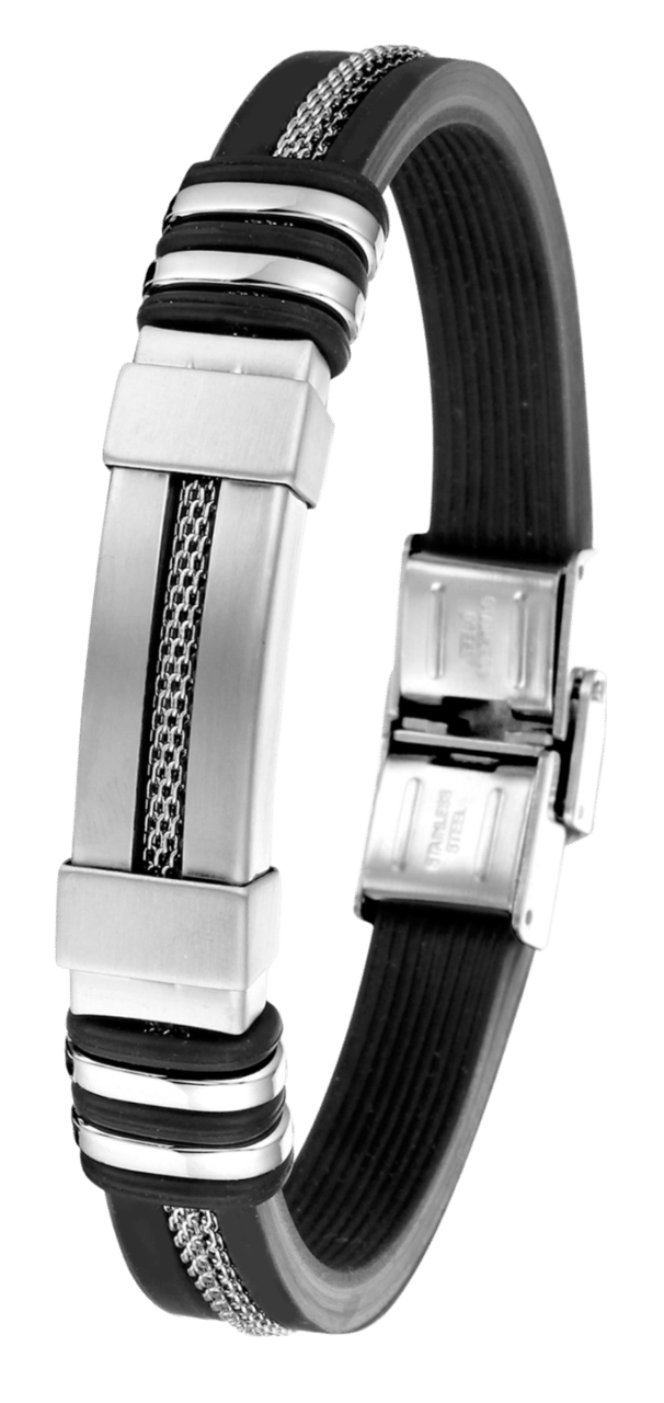 Herrenarmband aus Edelstahl, schwarz, Silikon
