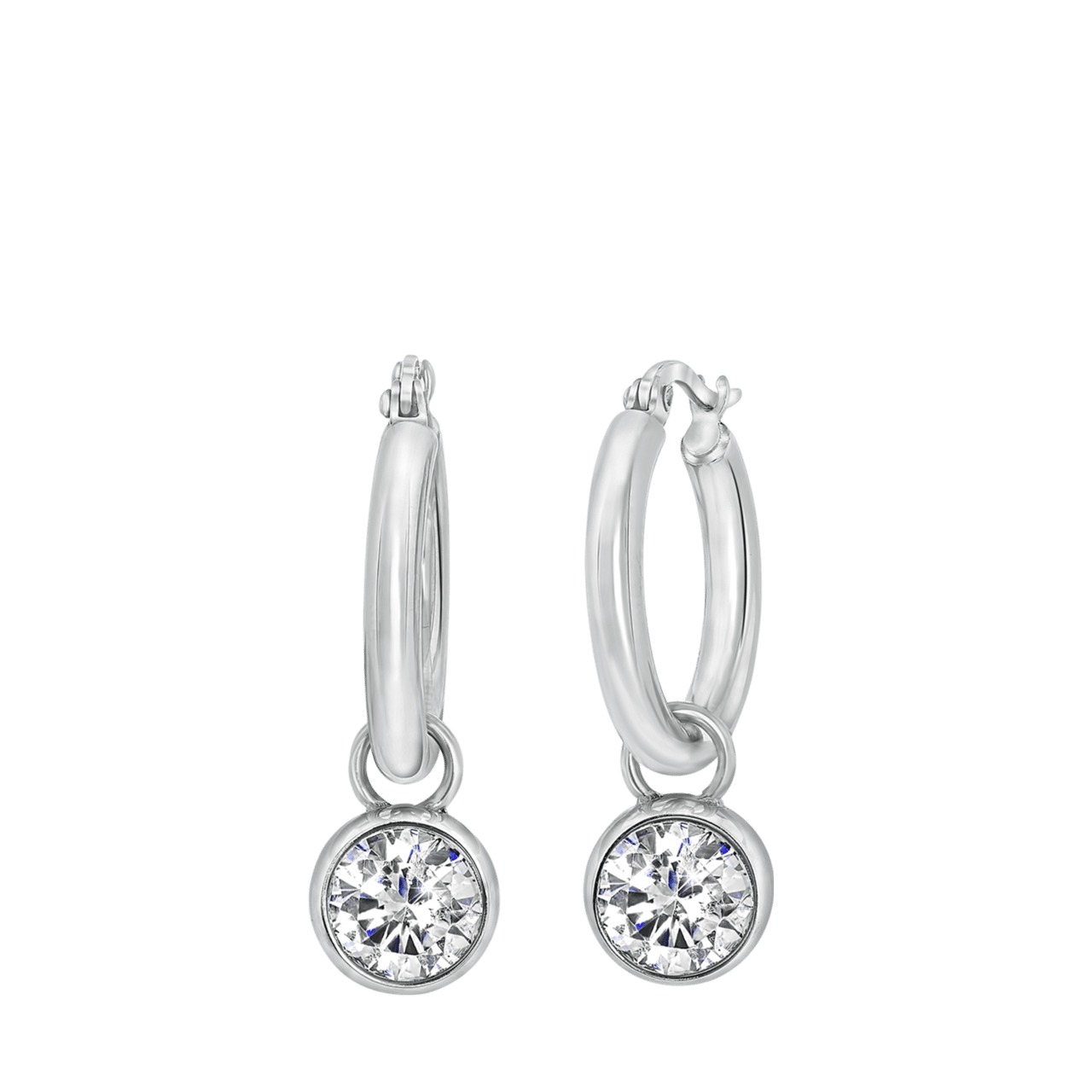 Colours by Kate stainless steel oorringen met witte zirkonia voor dames