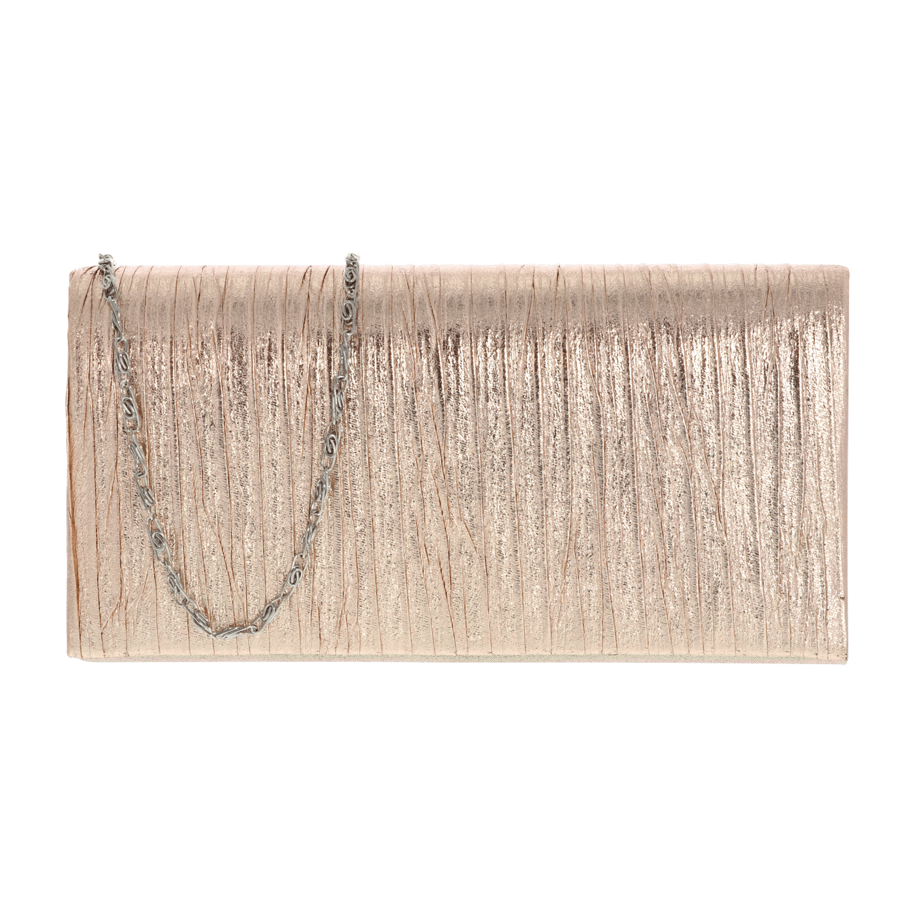 Rosekleurige metallic clutch met hengsel
