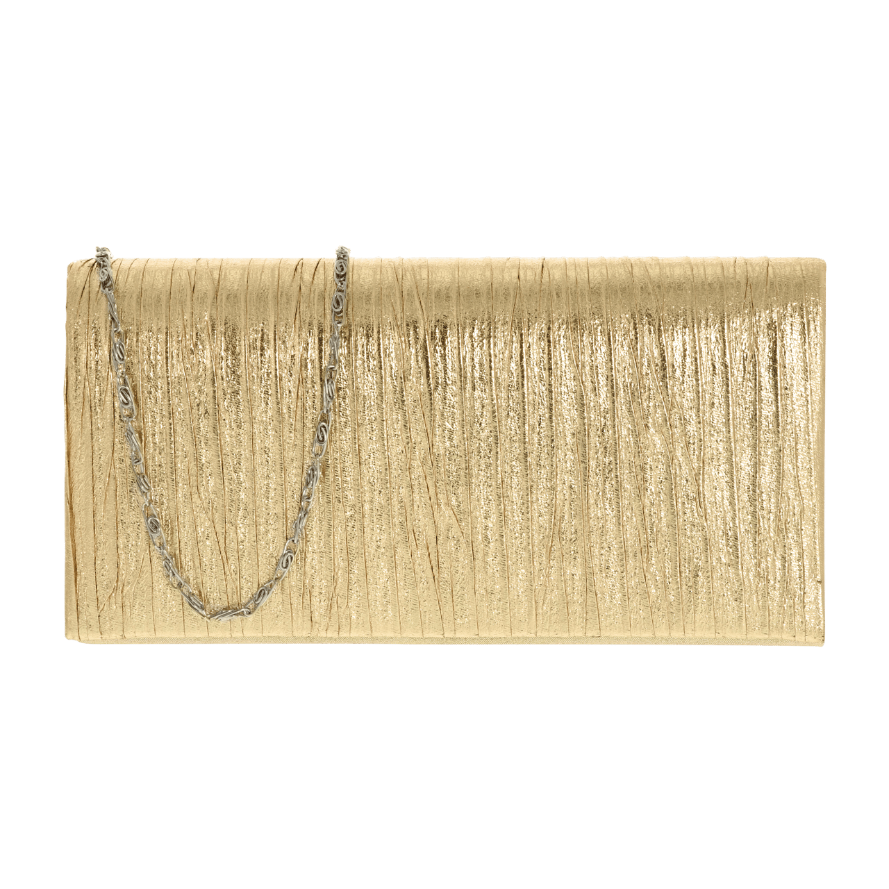 Goudkleurige metallic clutch met hengsel