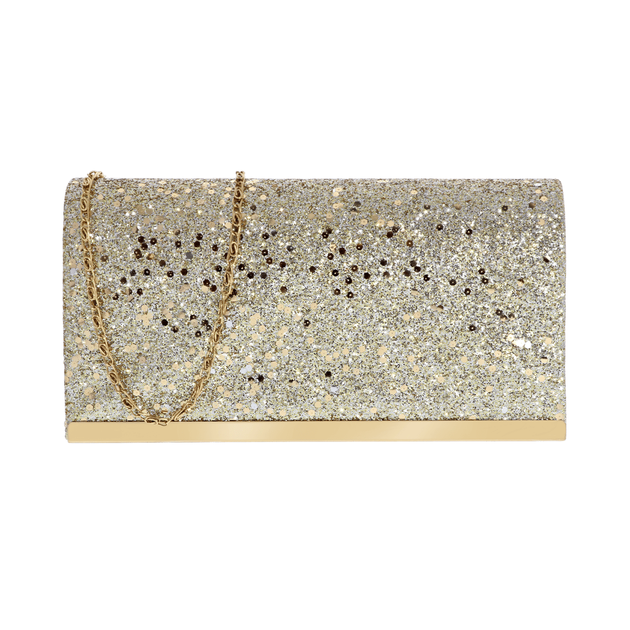 Goudkleurige glitter clutch met hengsel