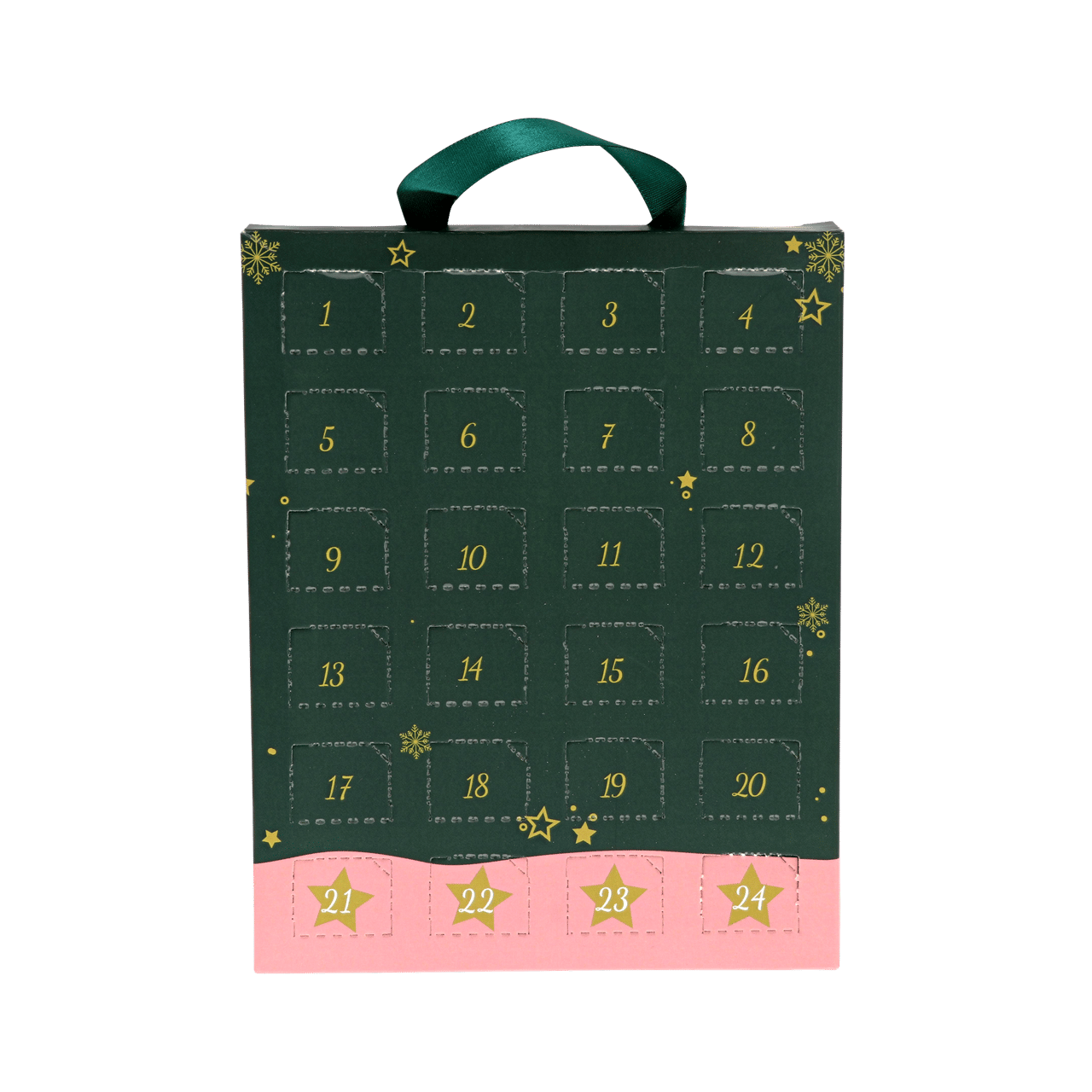 Adventkalender met goudkleurige oorbellen