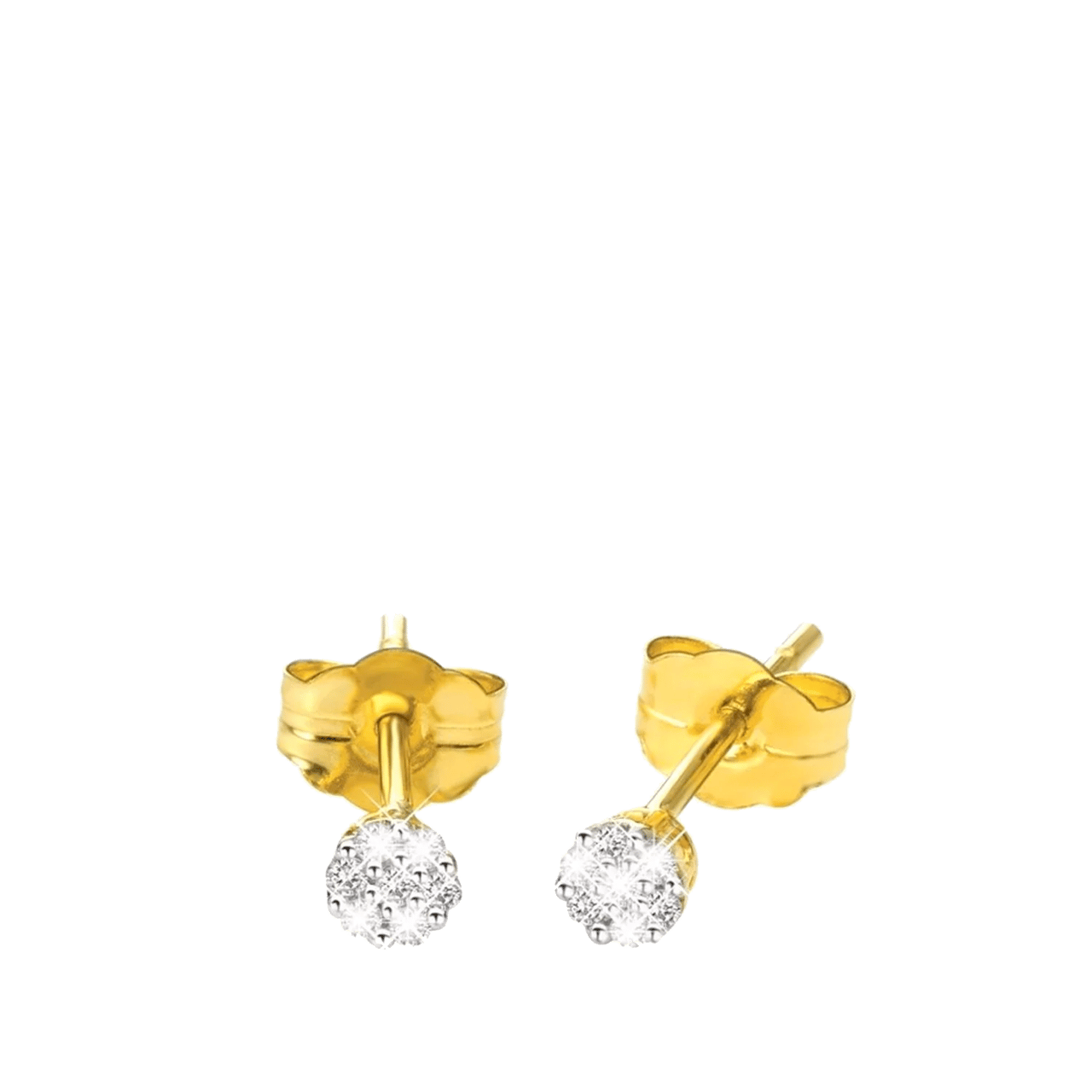 14 Geelgouden oorbellen diamant rond 0,05CT