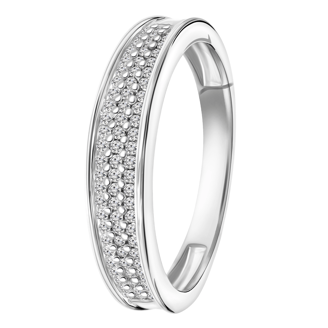 14 Karaat witgouden ring met 75 diamanten 0,20ct