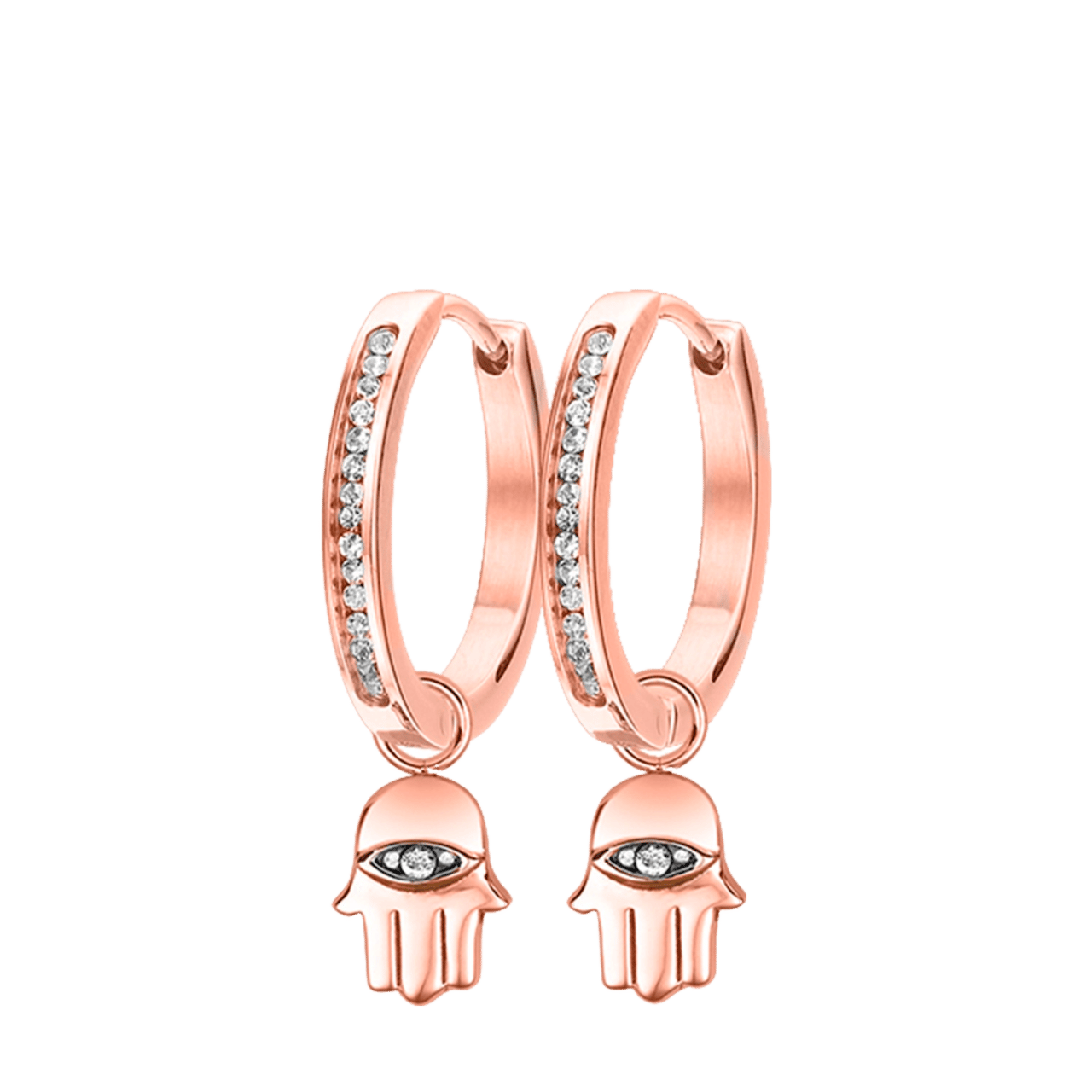 Stainless steel roséplated oorringen met gedenkhanger met kristal voor dames