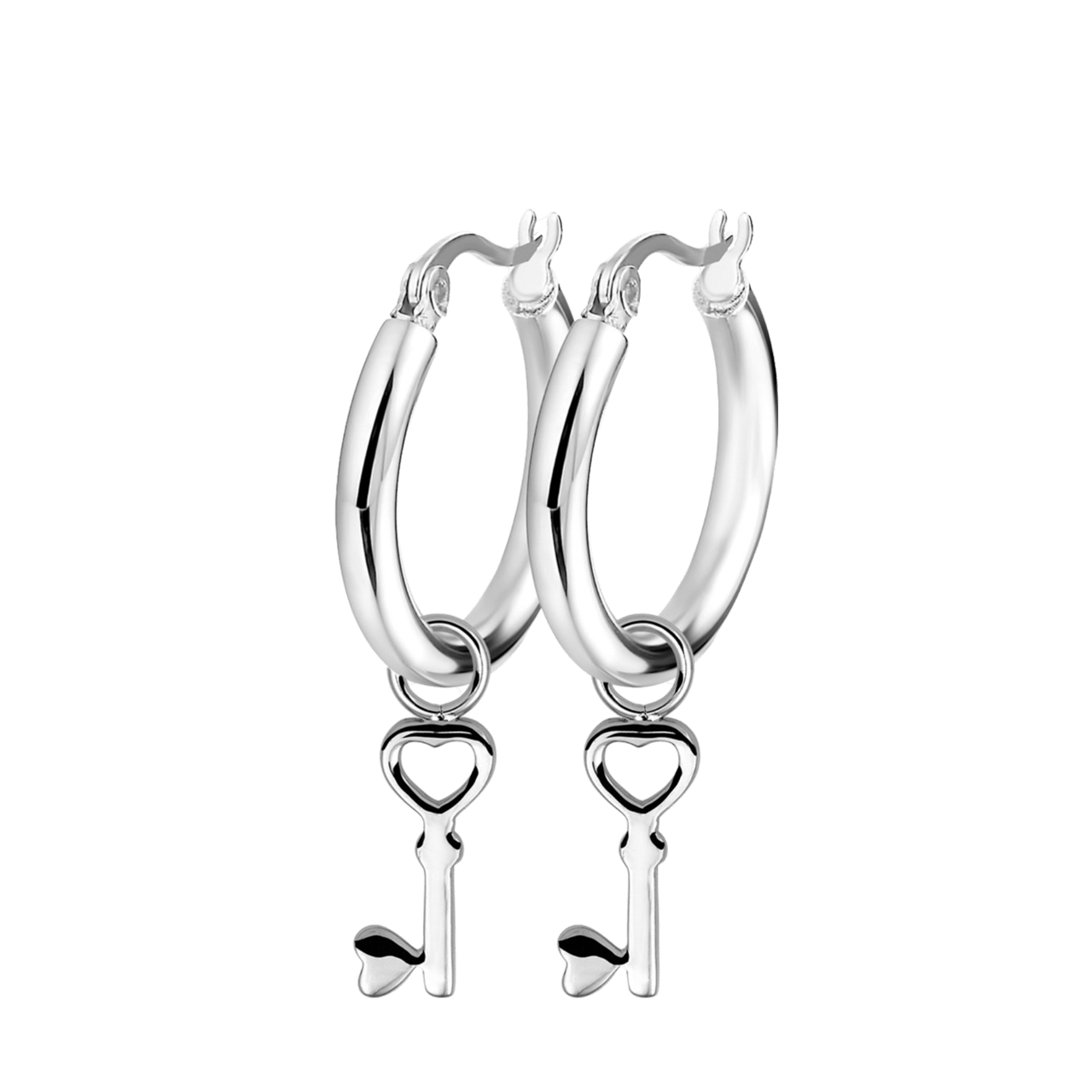 Gerecycled stainless steel oorbellen met hanger sleutel