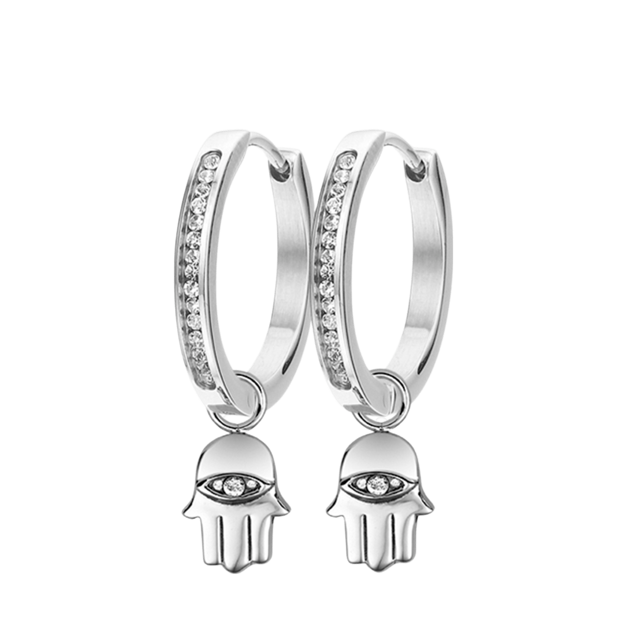 Gerecycleerd stalen oorbellen met hanger hand kristal