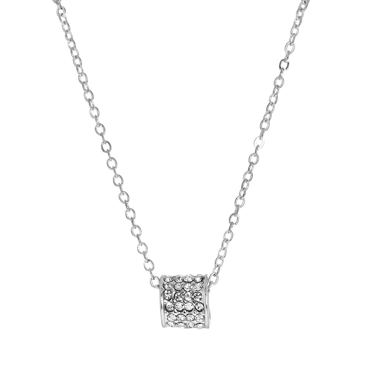 Zilverkleurige byoux ketting in een Kerstbal