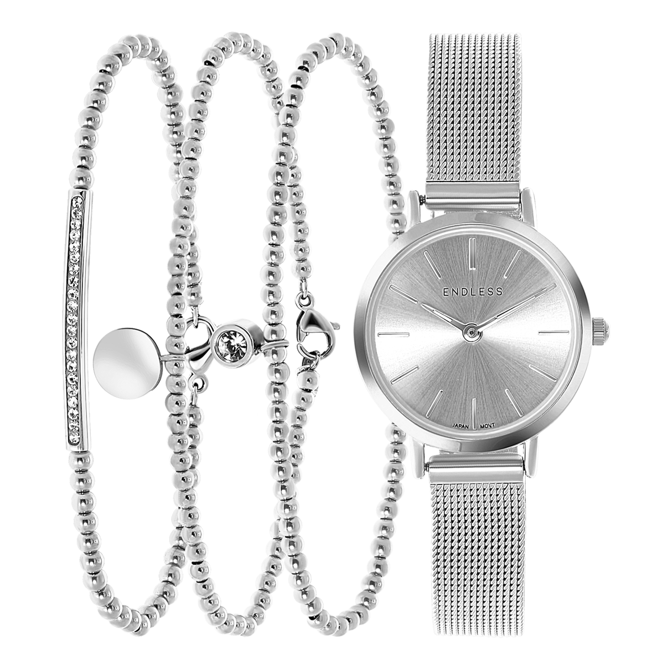 Gerecycleerd stalen set endless armbanden&horloge