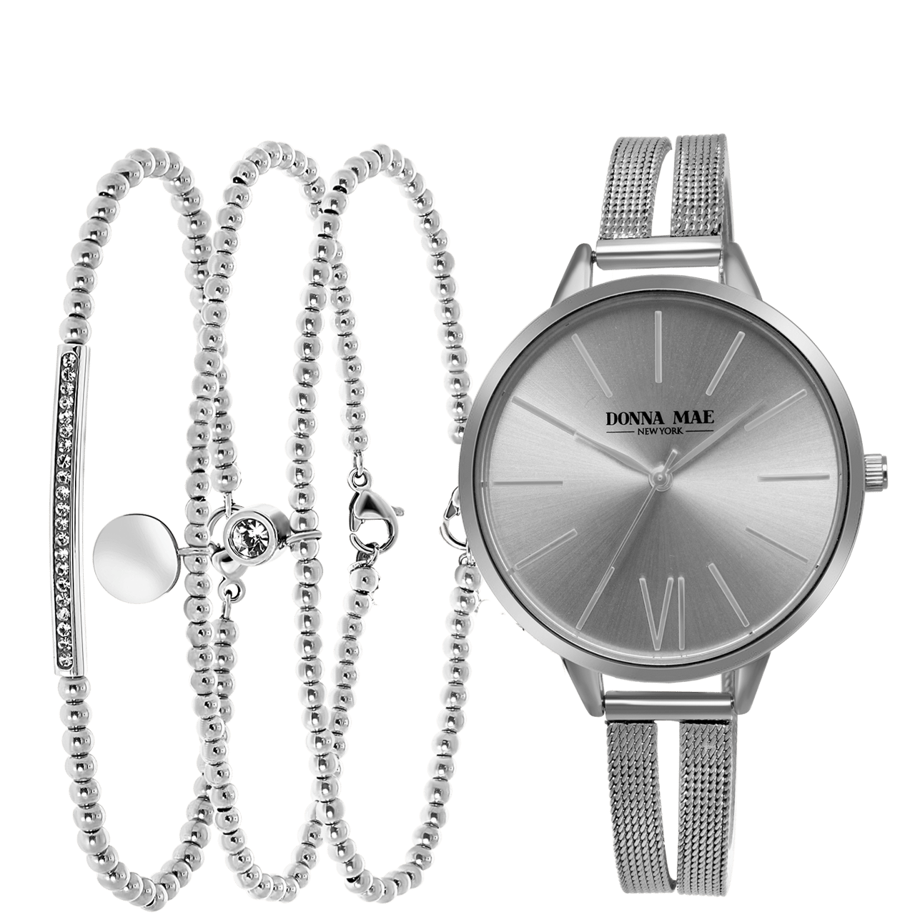 Gerecycleerd stainless steel set endless armbanden&horloge