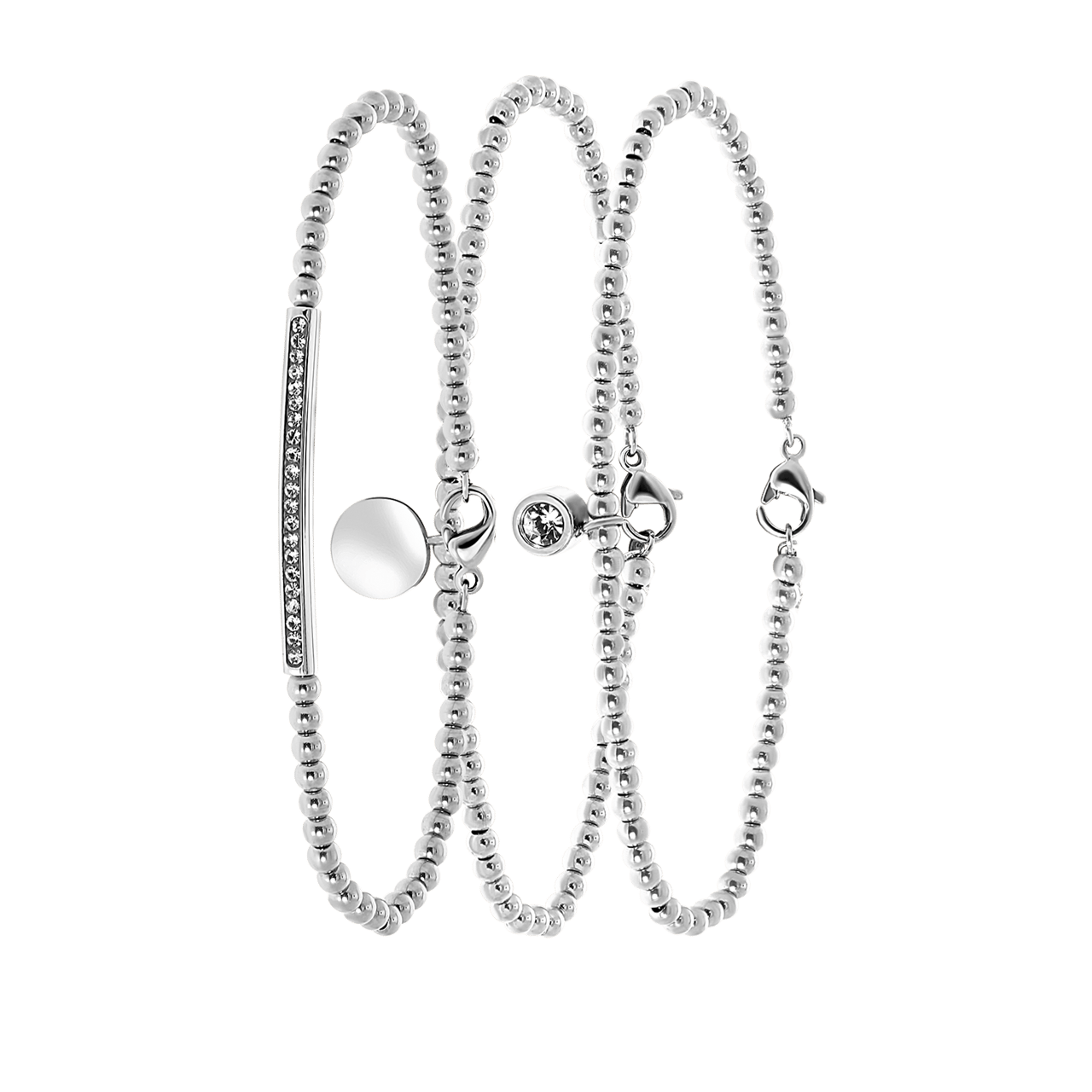 Gerecycleerd stalen set endless armbanden met kristal