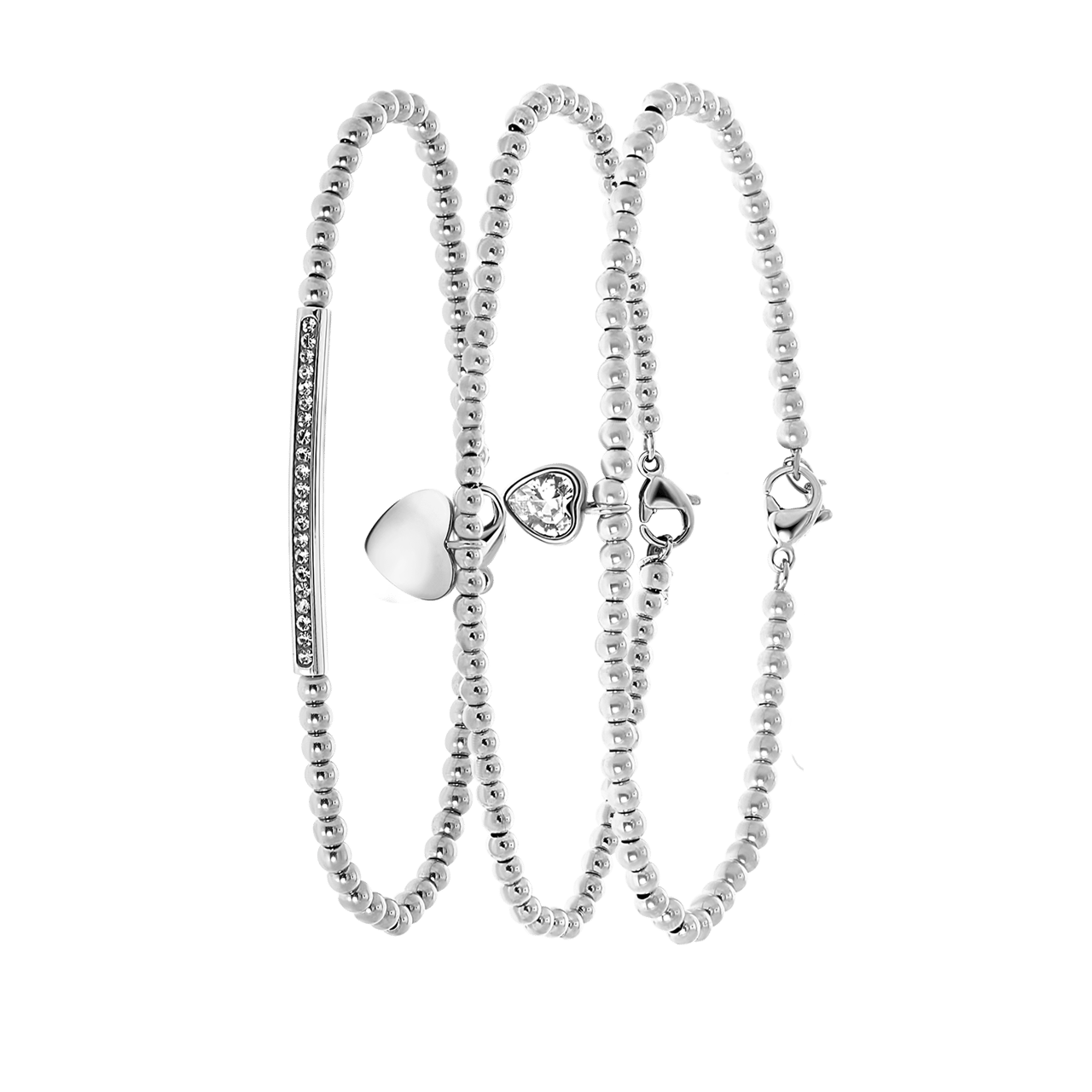 Gerecycleerd stalen set endless armbanden met kristal