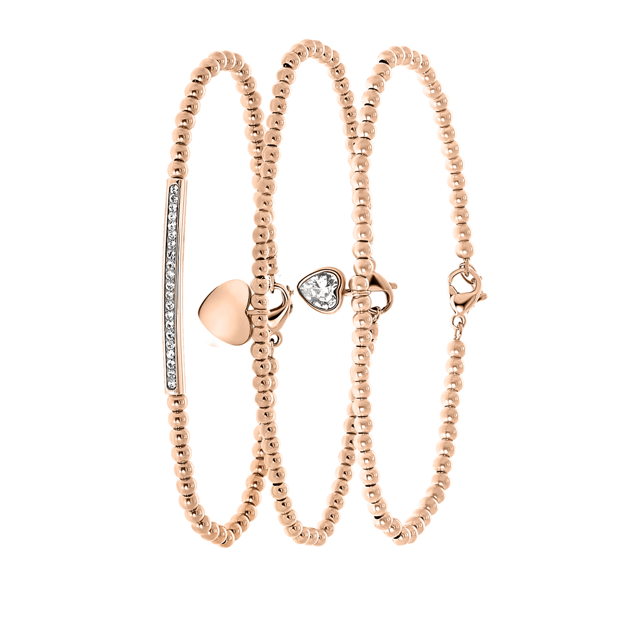 Gerecycleerd stalen set roseplated endless armbanden kristal