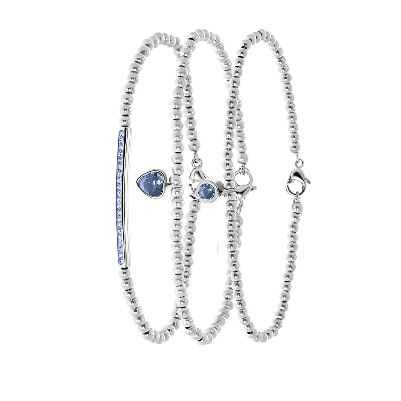 Gerecycleerd stainless steel set endless armbanden met kristal