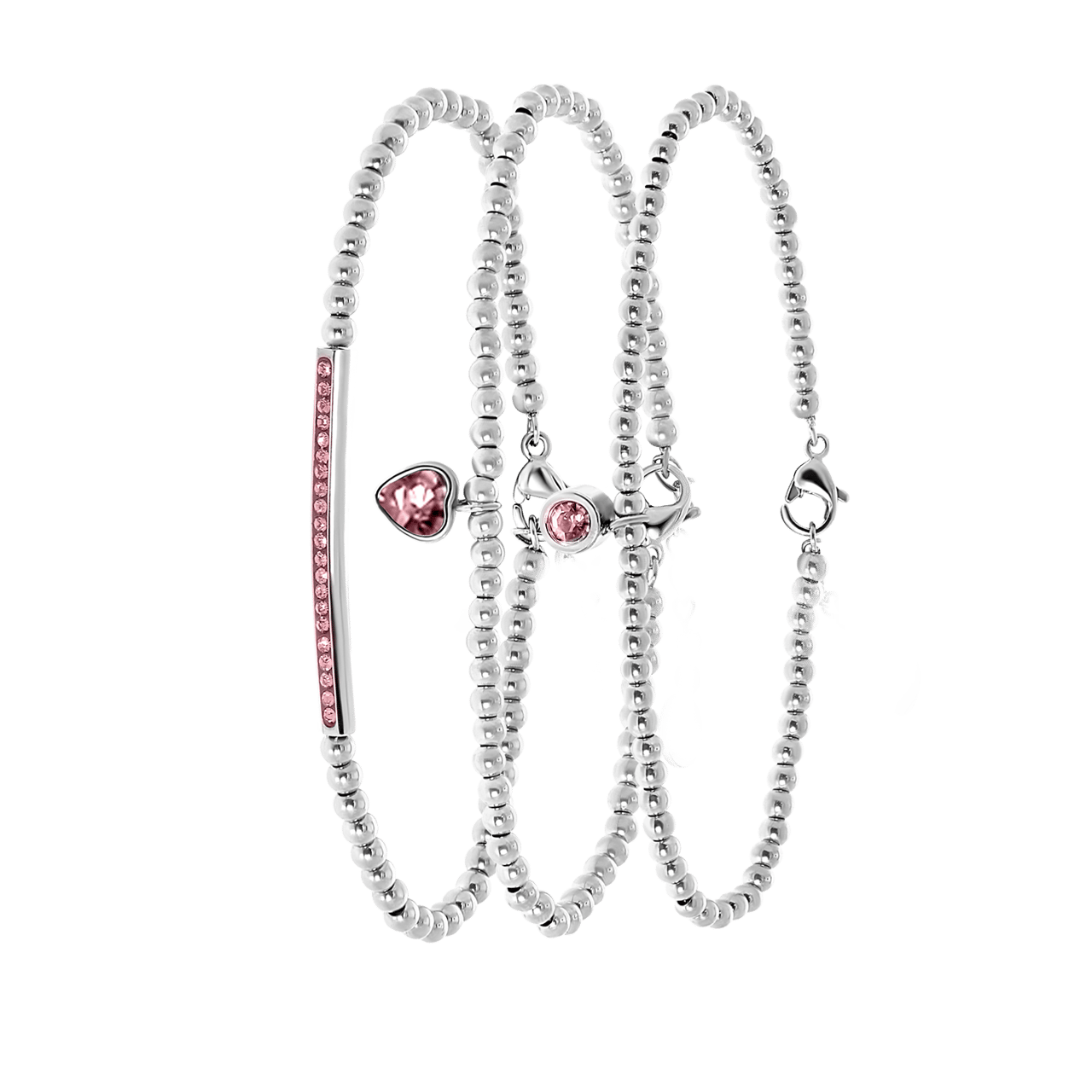 Gerecycleerd stainless steel set endless armbanden met kristal