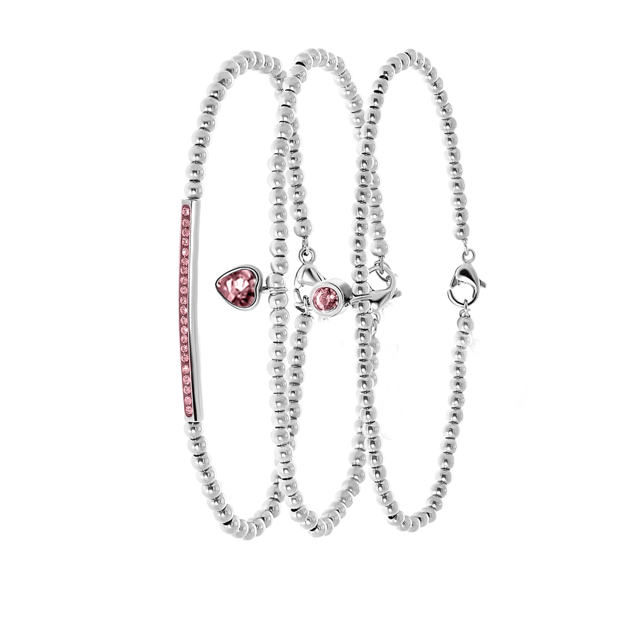 Gerecycleerd stalen set endless armbanden met kristal