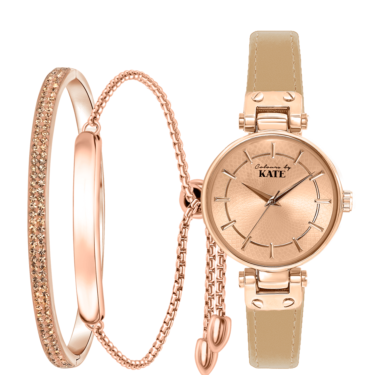 Gerecycleerd stainless steel set roseplated colours by kate met kristal