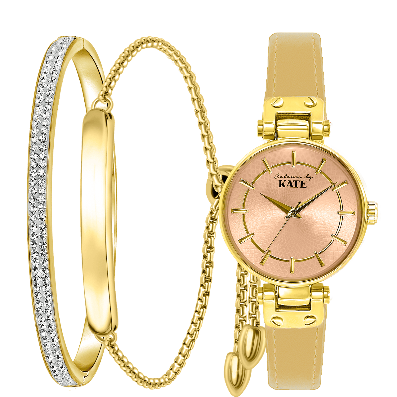 Gerecycleerd stalen set goldplated colours by kate met kristal