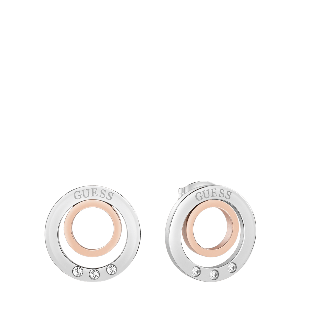 Guess stalen bicolor oorbellen ETERNAL CIRCLES