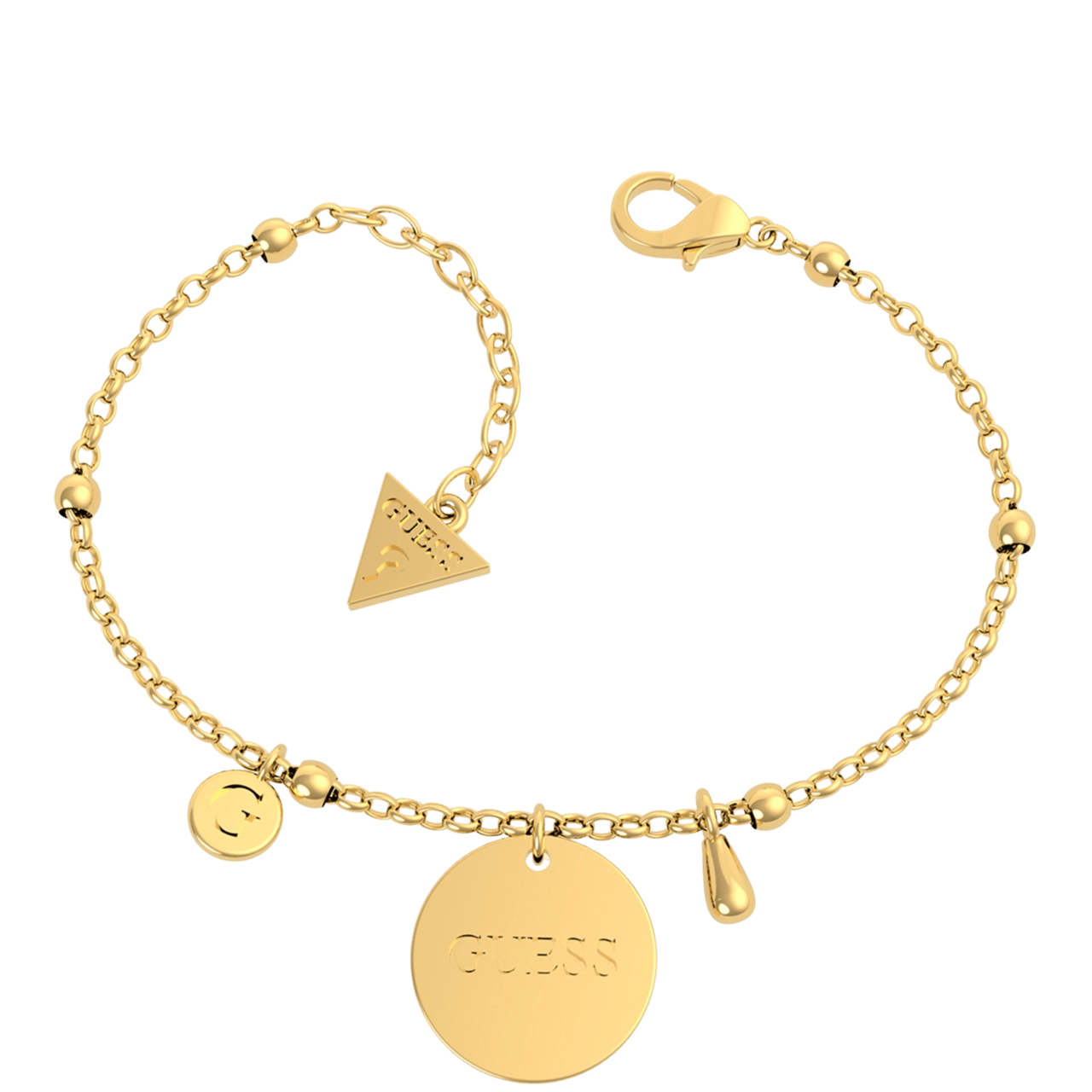 Guess stainless steel goldplated fantasiearmband met hanger voor dames