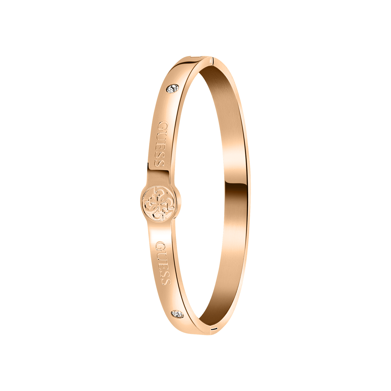 Guess stainless steel roséplated bangle met kristal voor dames