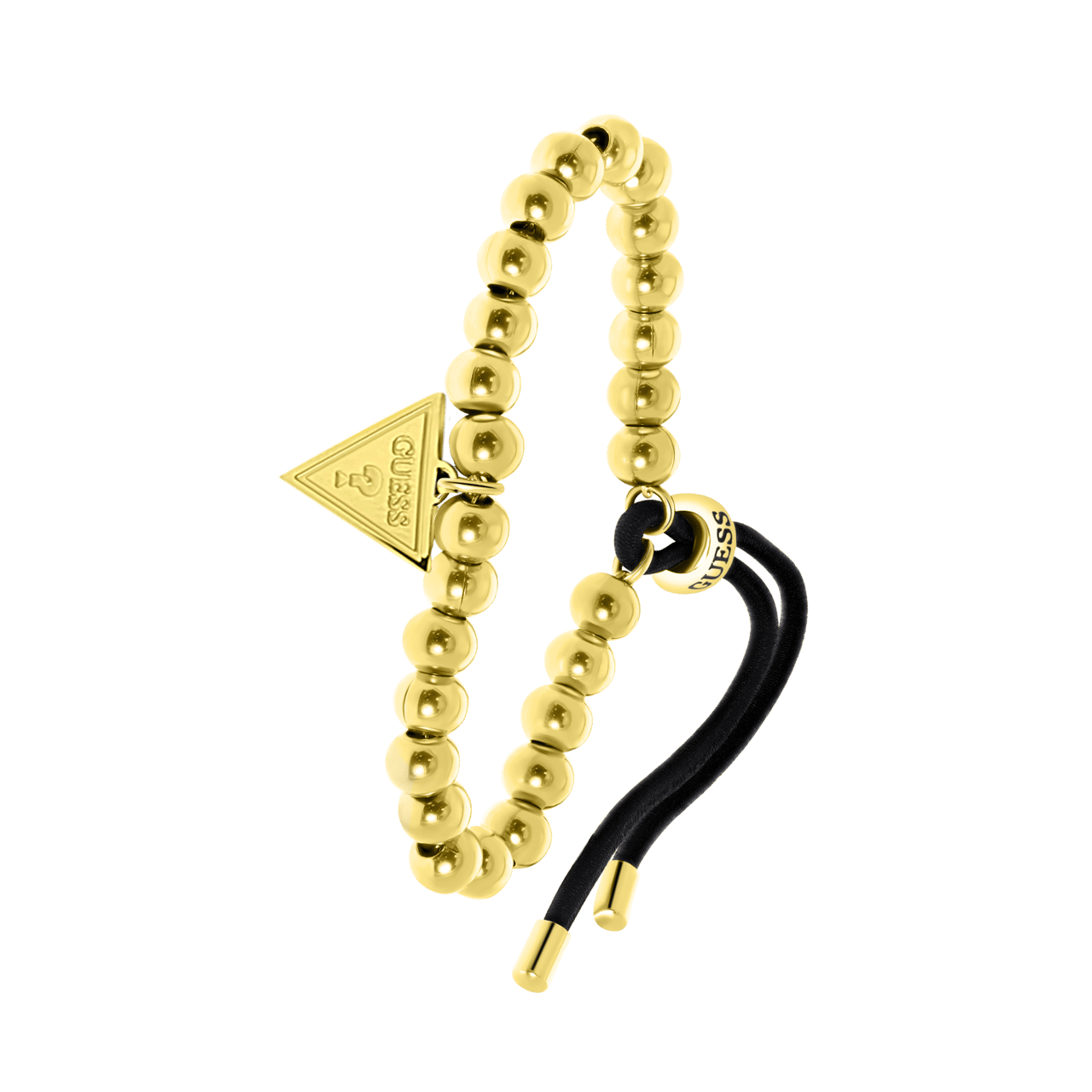 Guess stainless steel goldplated koord armband triangle