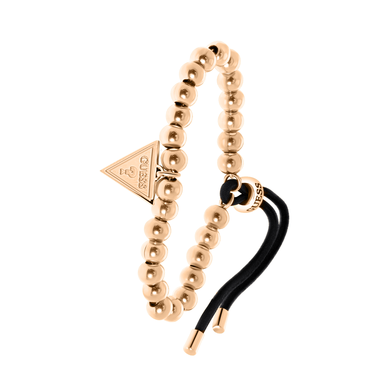 Guess stalen roséplated kralenarmband triangle voor dames