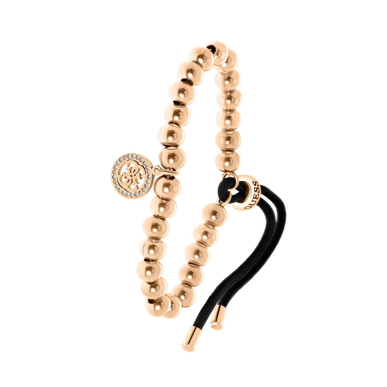 Guess stainless steel roséplated kralenarmband met hanger met kristal voor dames