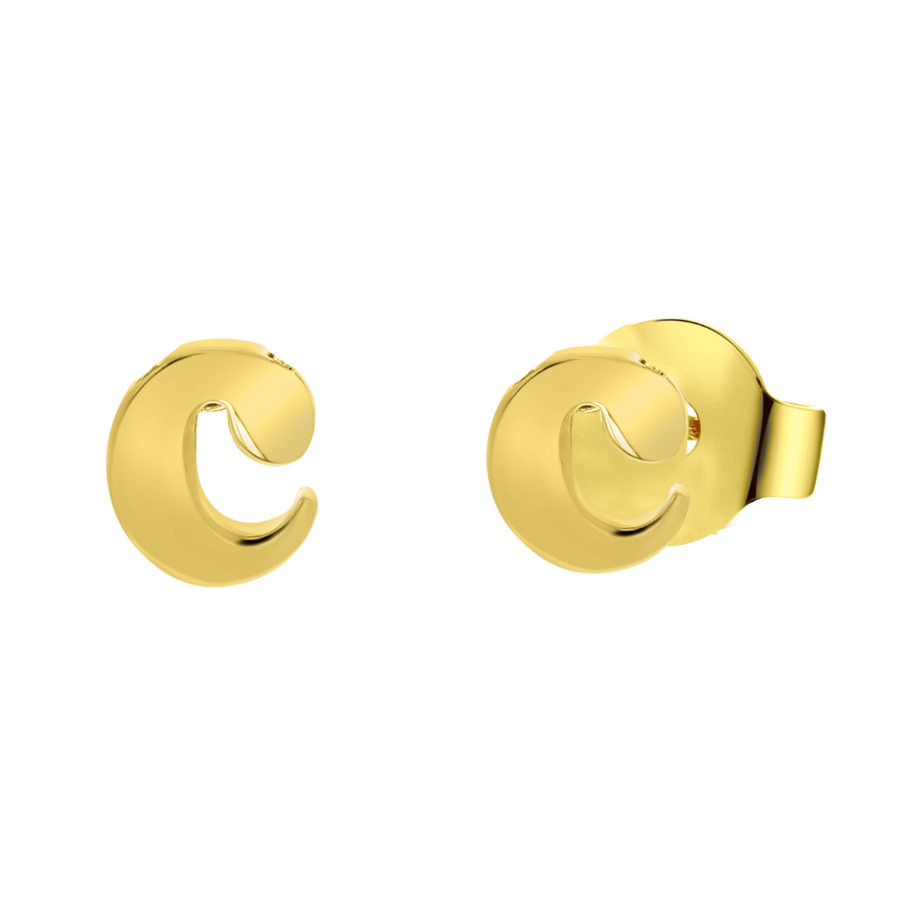 Stainless steel goldplated oorknoppen letter voor dames