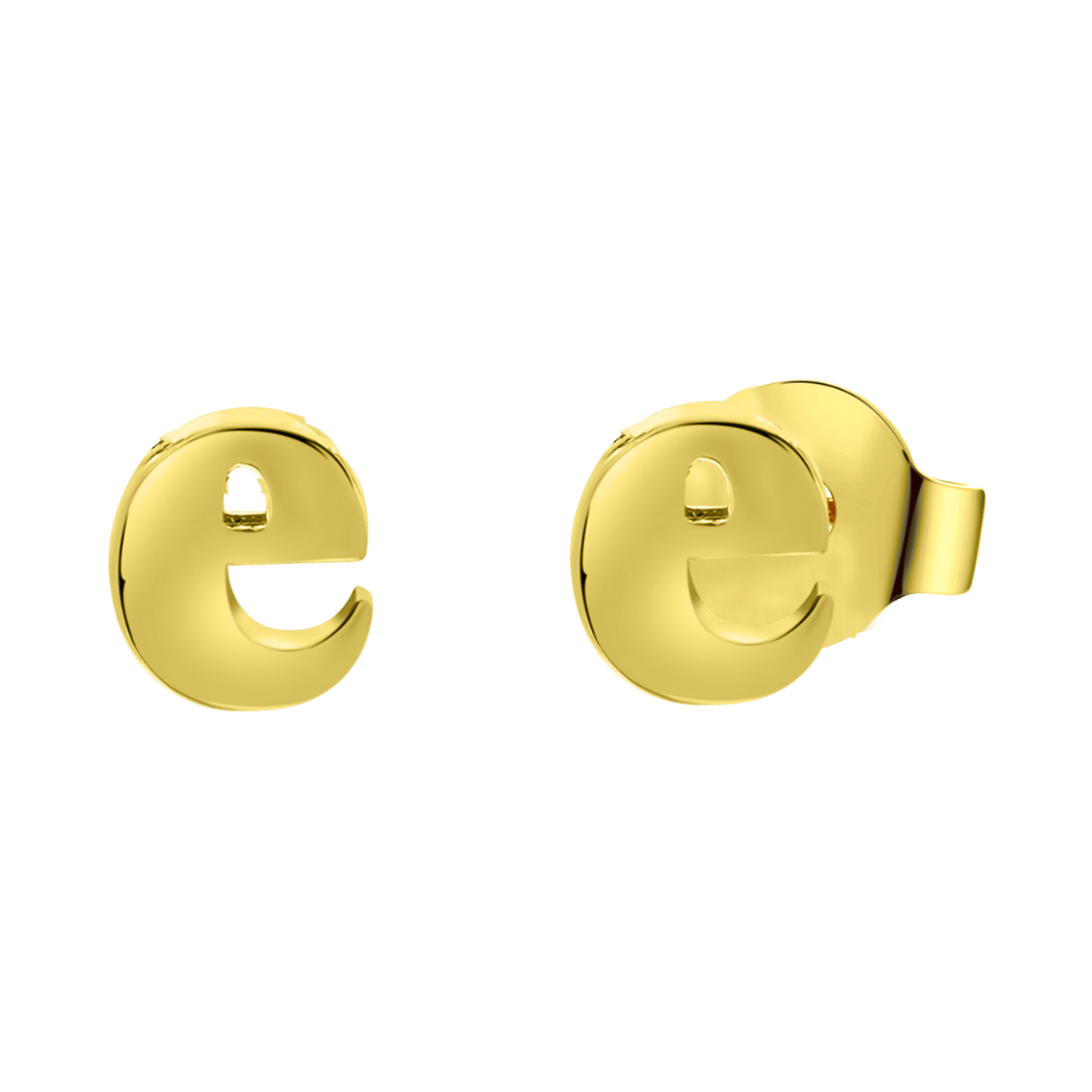 Stainless steel goldplated oorknoppen letter voor dames