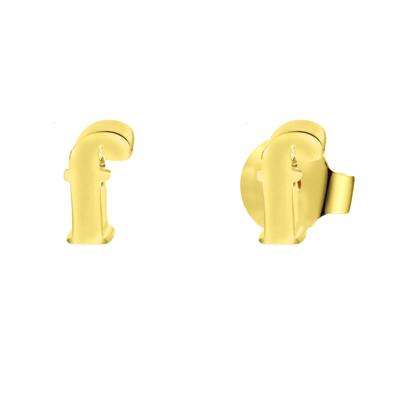 Stainless steel goldplated oorknoppen letter voor dames