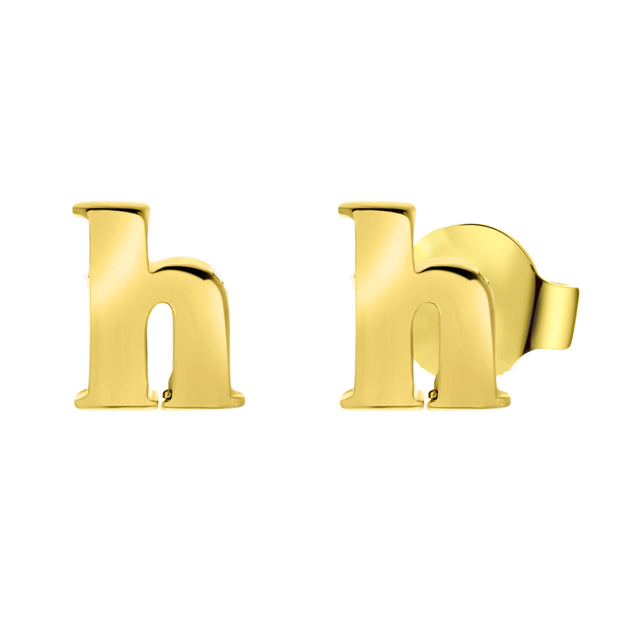 Stainless steel goldplated oorknoppen letter voor dames