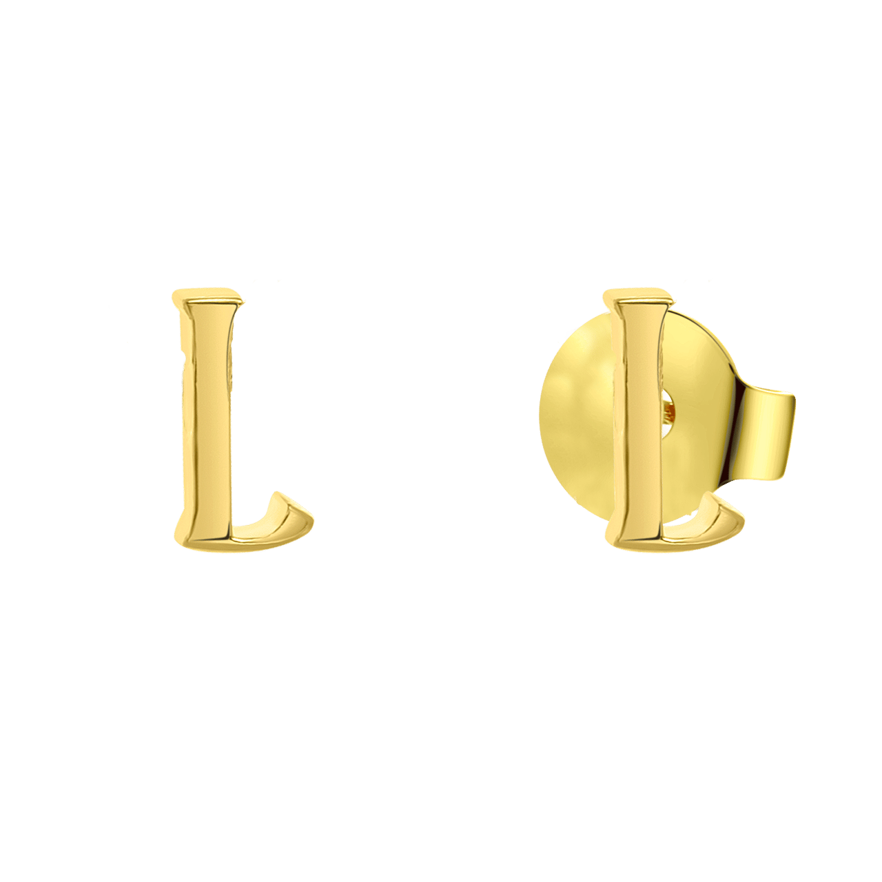 Stainless steel goldplated oorknoppen letter voor dames
