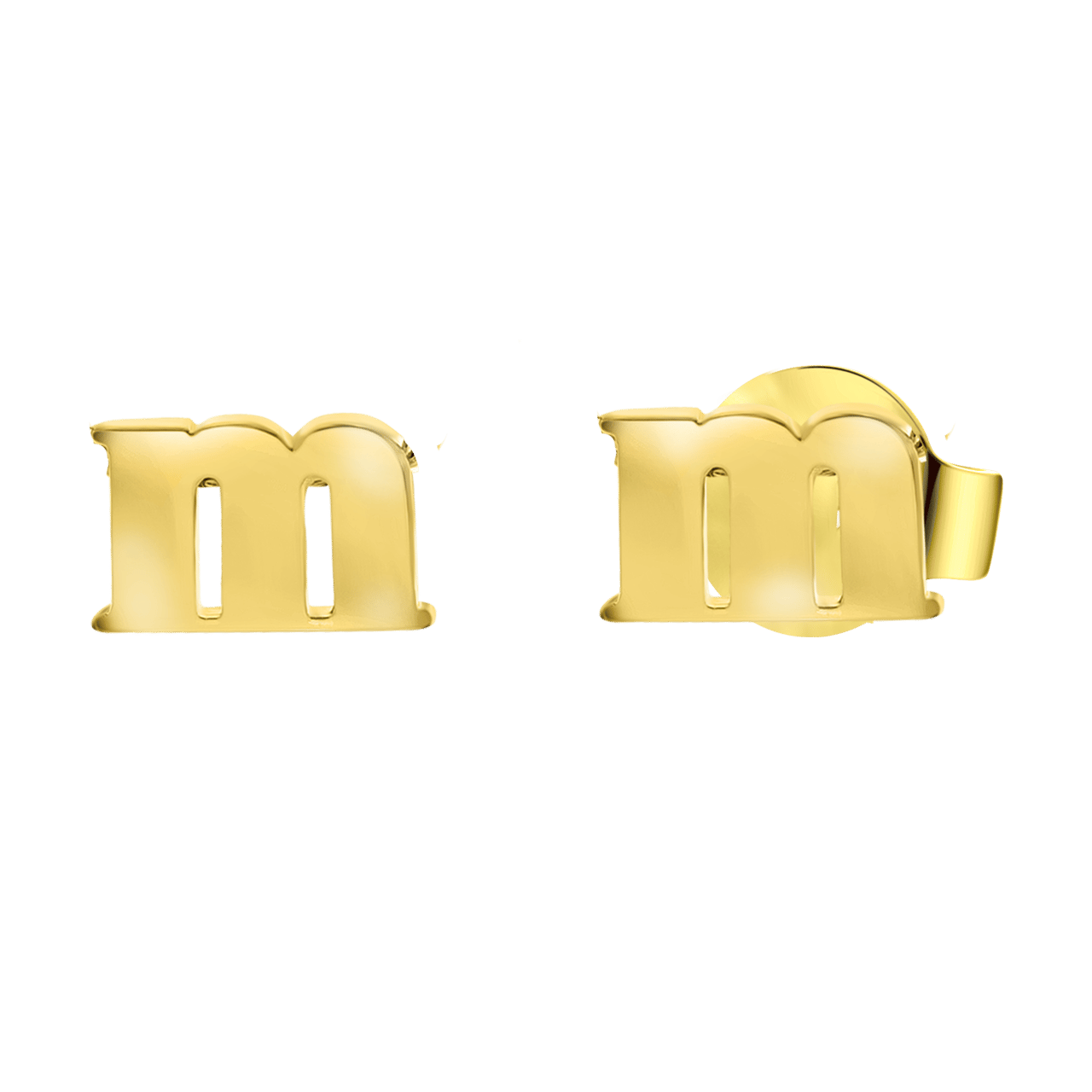 Stainless steel goldplated oorknoppen letter voor dames