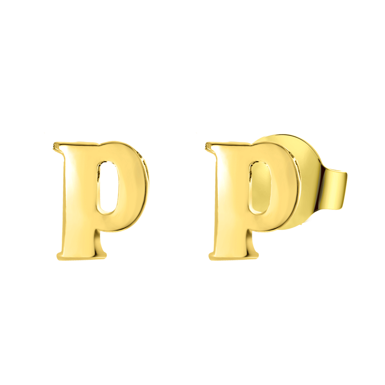 Stainless steel goldplated oorknoppen letter voor dames