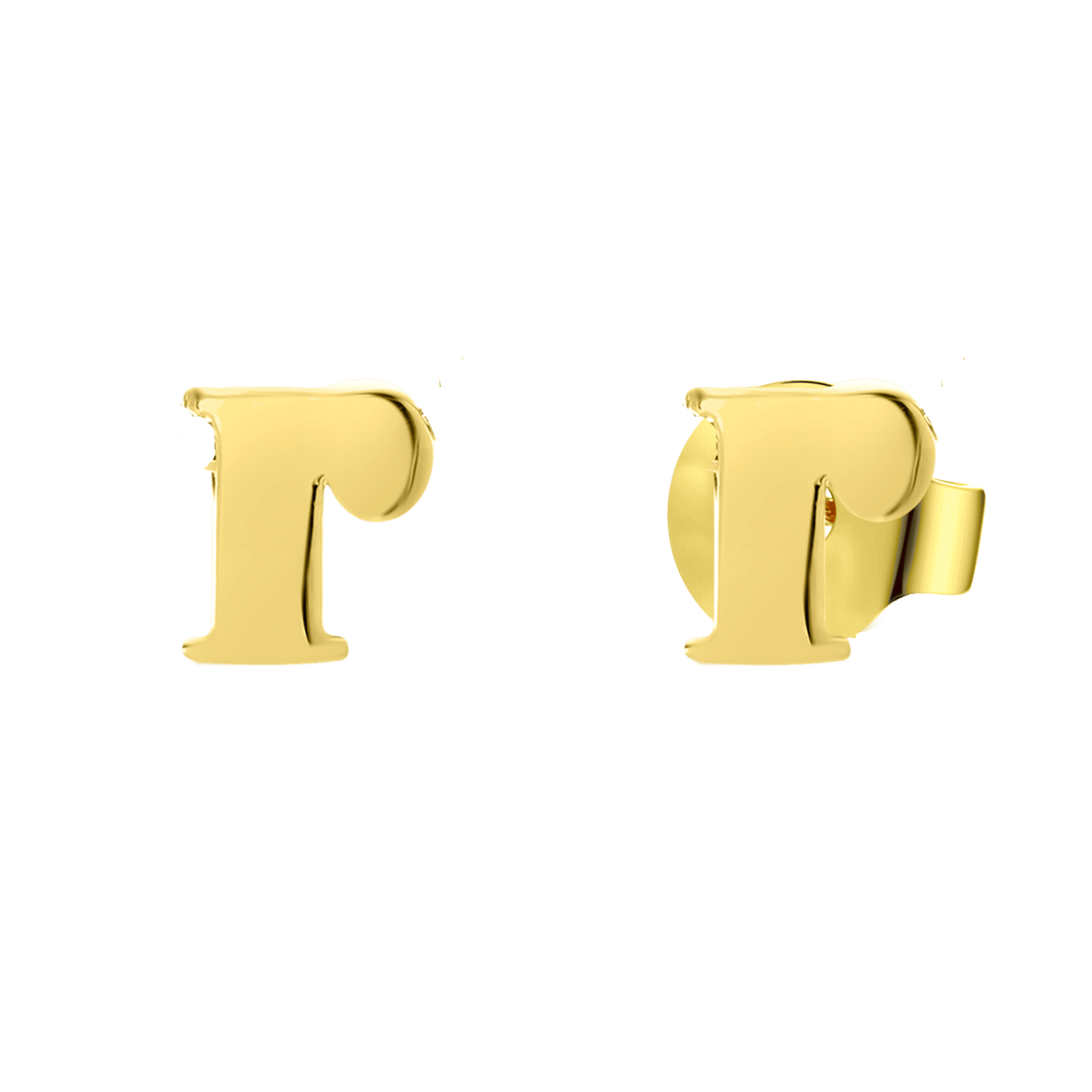 Stainless steel goldplated oorknoppen letter voor dames