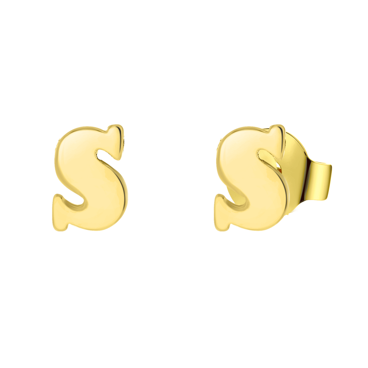 Stainless steel goldplated oorknoppen letter voor dames