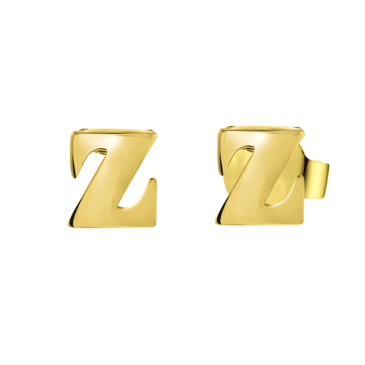 Stainless steel goldplated oorknoppen letter voor dames