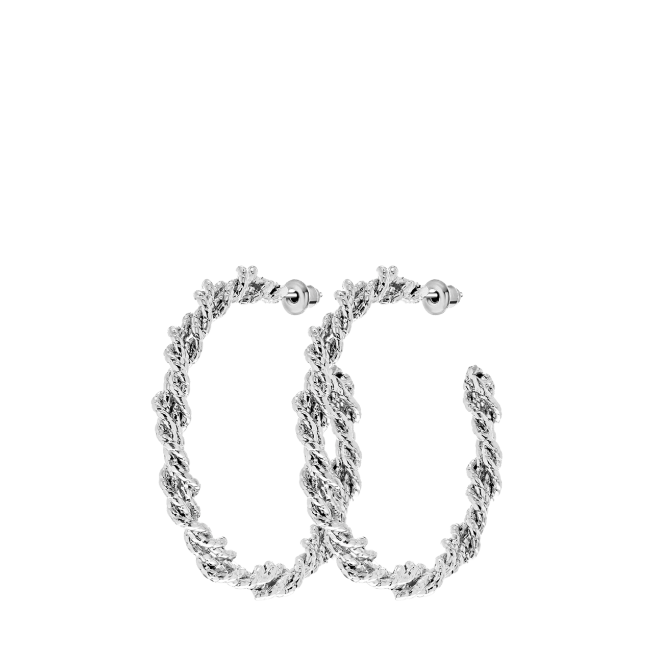 Zilverkleurige bijoux oorringen gedraaid