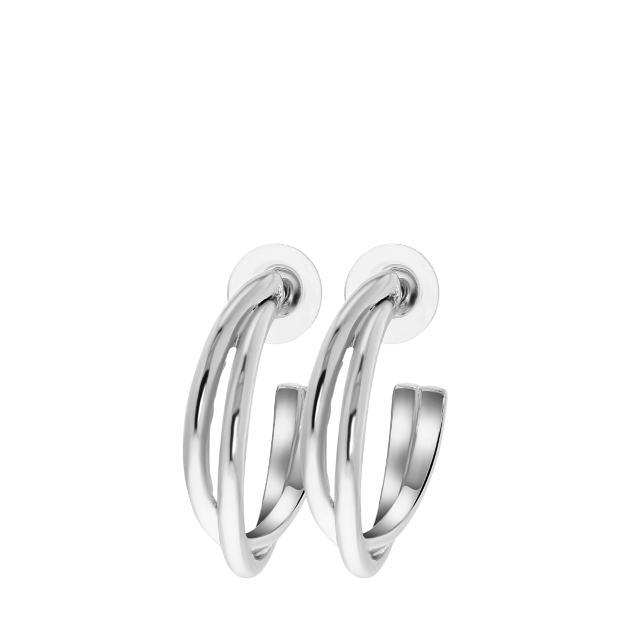 Zilverkleurige byoux oorringen multi