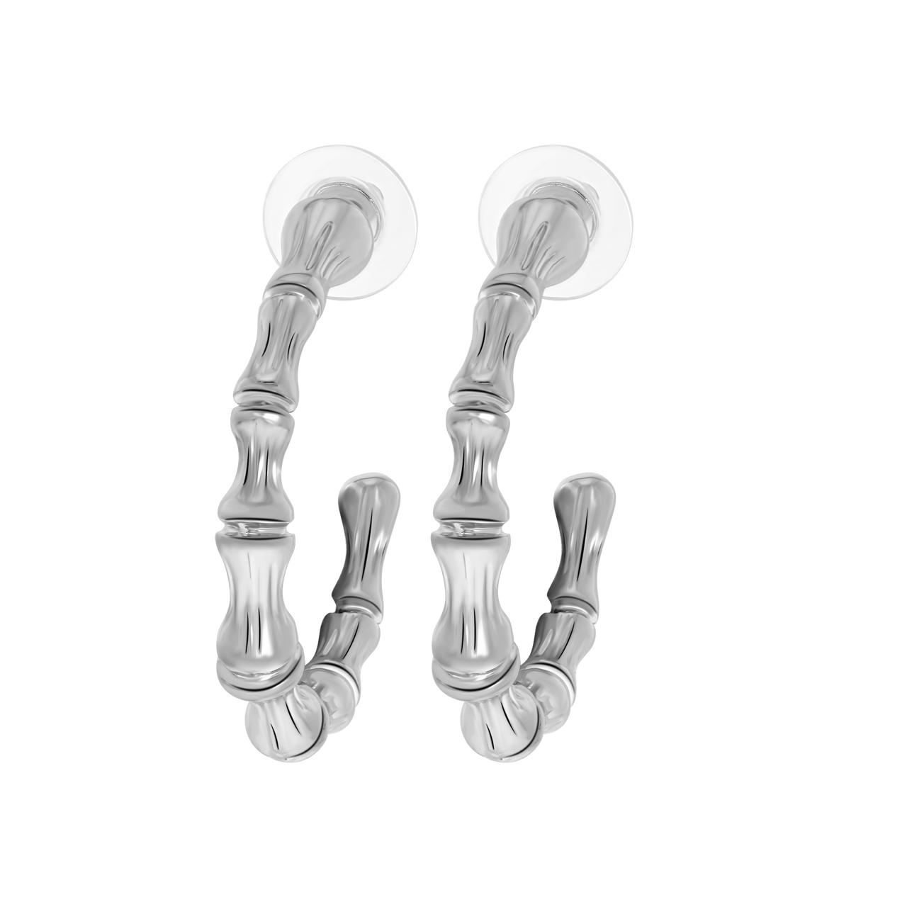 Zilverkleurige bijoux oorbellen bamboe