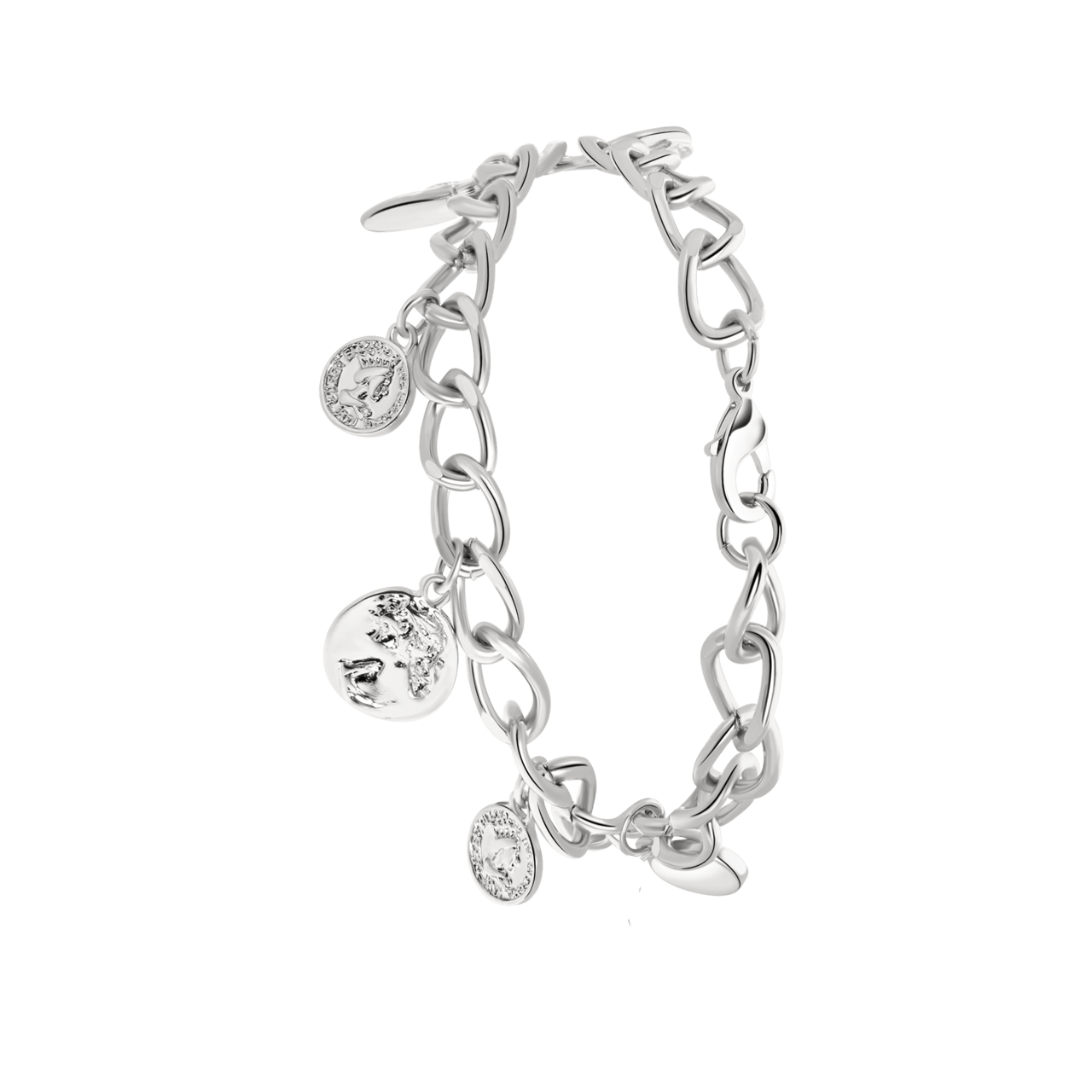 Zilverkleurige byoux armband met muntjes