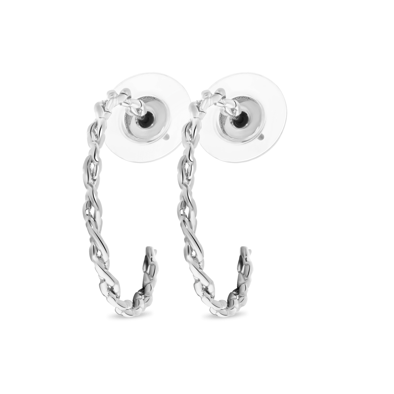 Zilverkleurige bijoux oorringen gedraaid