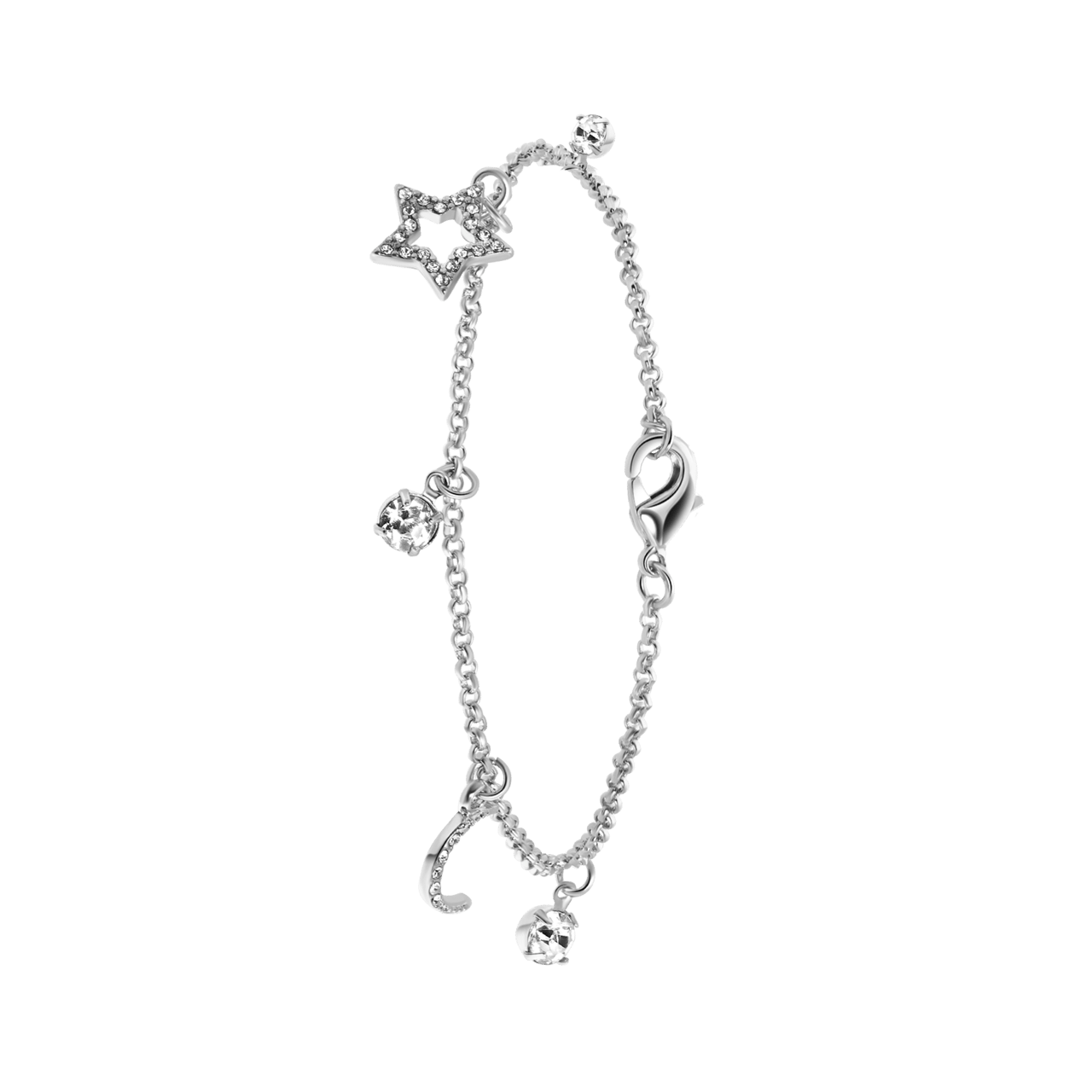 Zilverkleurige byoux armband met bedeltjes