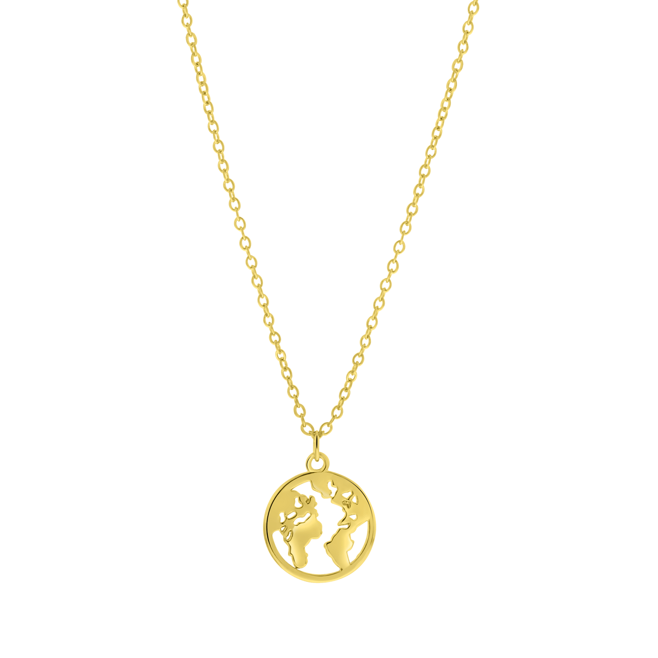 Goudkleurige byoux ketting met hanger wereldbol
