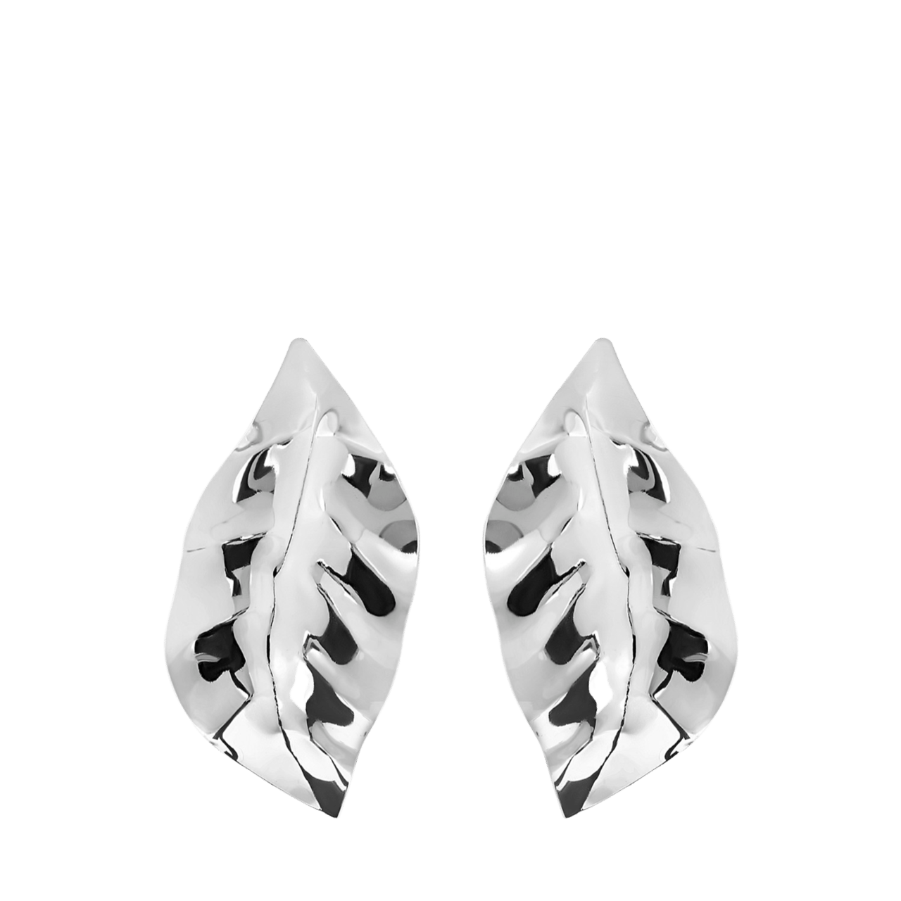 Bijoux zilverkleurige oorringen blad voor dames
