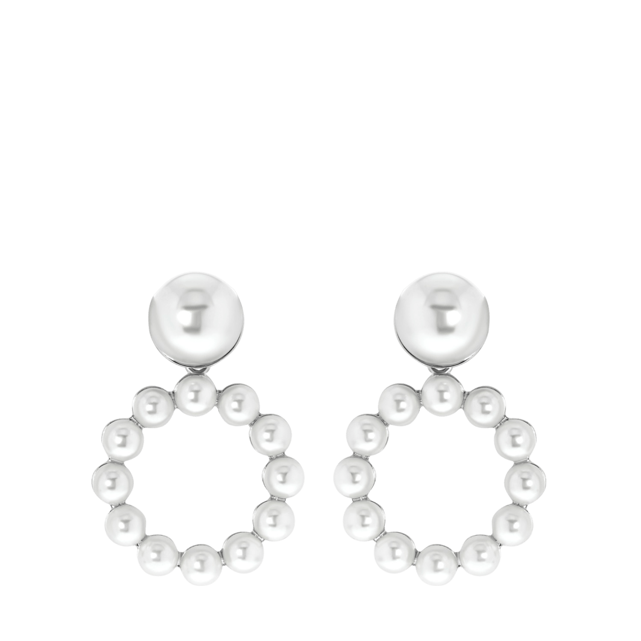 Zilverkleurige bijoux oorbellen met parels