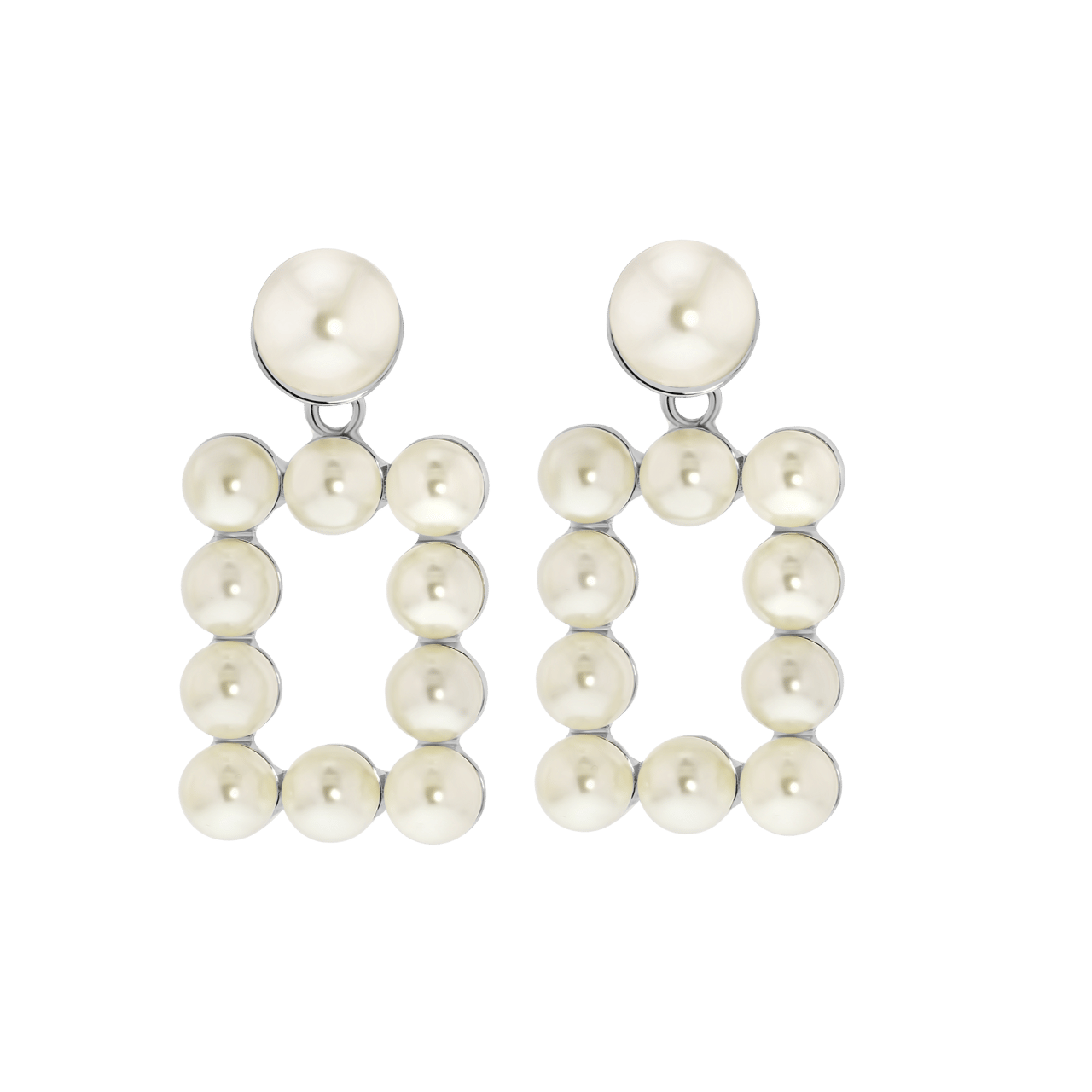 Zilverkleurige bijoux oorbellen met parels