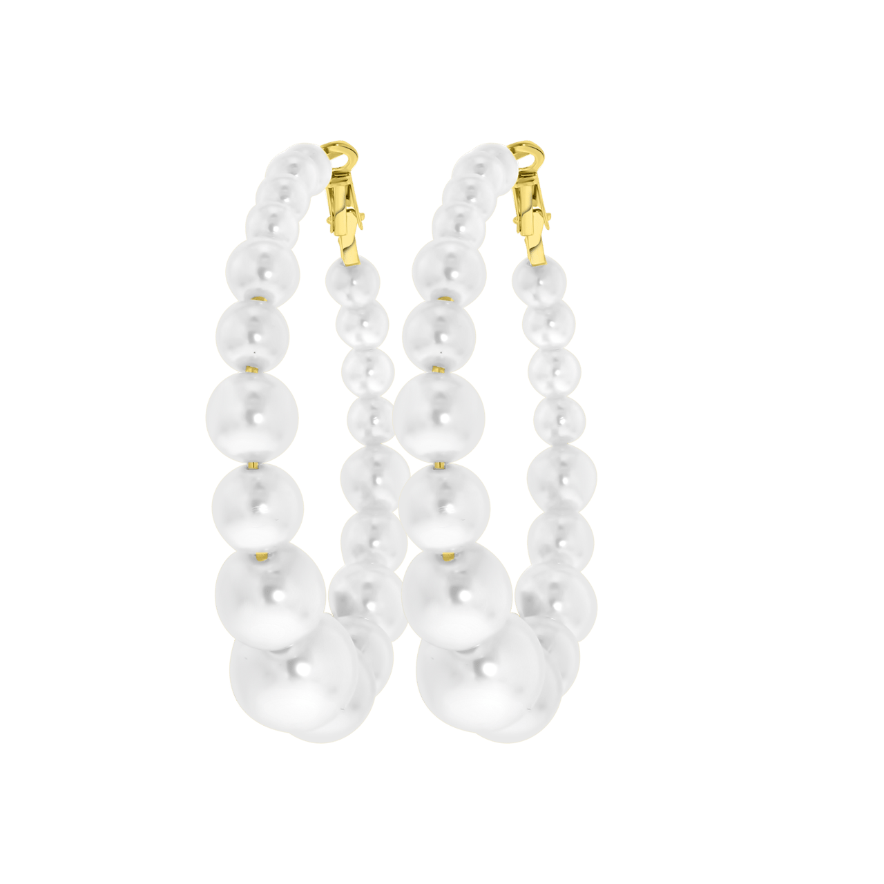 Zilverkleurige bijoux oorbellen met parels